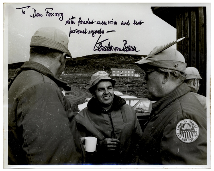 Wernher von Braun 10'' x 8'' Signed Photo From a Hunting Trip